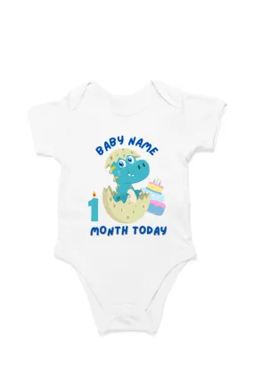 1 Month Celebration : Dino Rompers Printed With Your Baby Name For Their Monthly Milestone