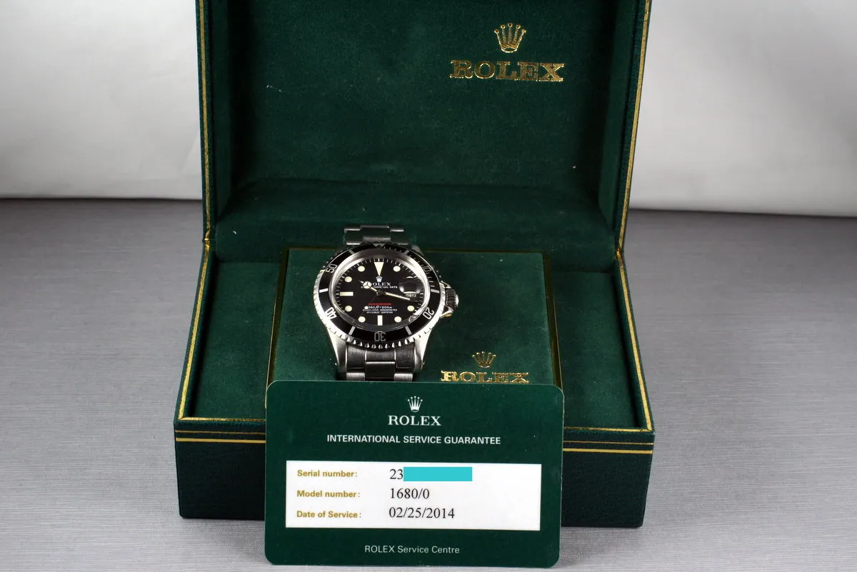 1969 Rolex Red Submariner 1680 Mark IV with Box and RSC Papers