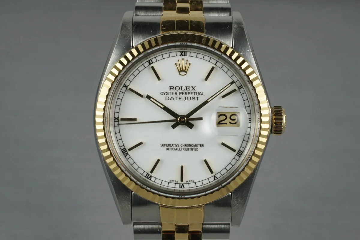 1984 Rolex Two Tone DateJust 16013 with White Enamel Dial