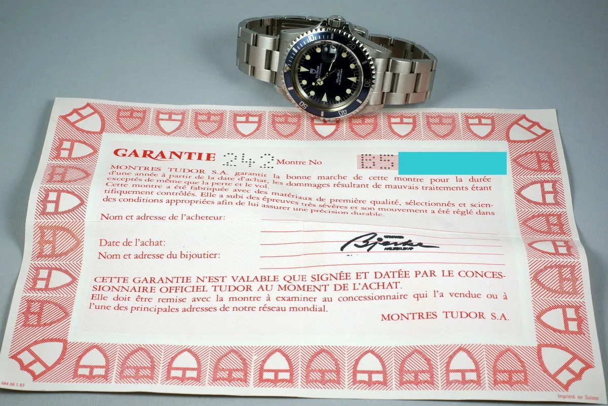 1994 Tudor Blue Submariner 79090 with Papers