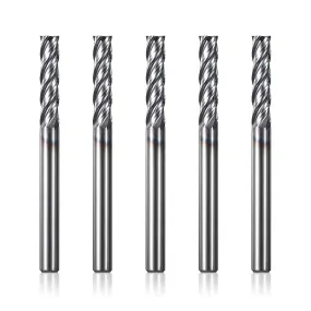 4FNC05, 1/4" Shank, End Mills CNC Router Bits, 4-Flute Flat Nose Milling, 5pcs