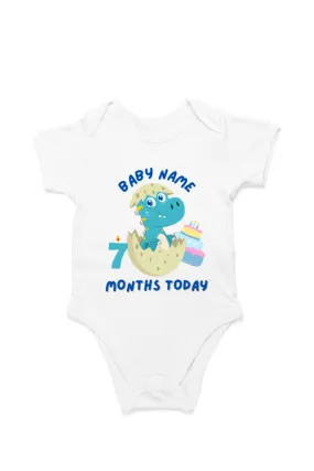 7 Month Celebration : Dino Rompers Printed With Your Baby Name For Their Monthly Milestone