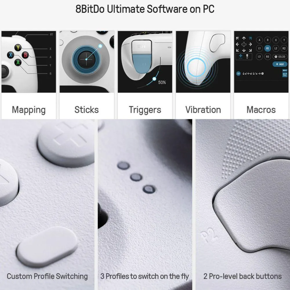 8BitDo Ultimate Controller: Wired USB Gamepad for Switch Windows PC Steam Android