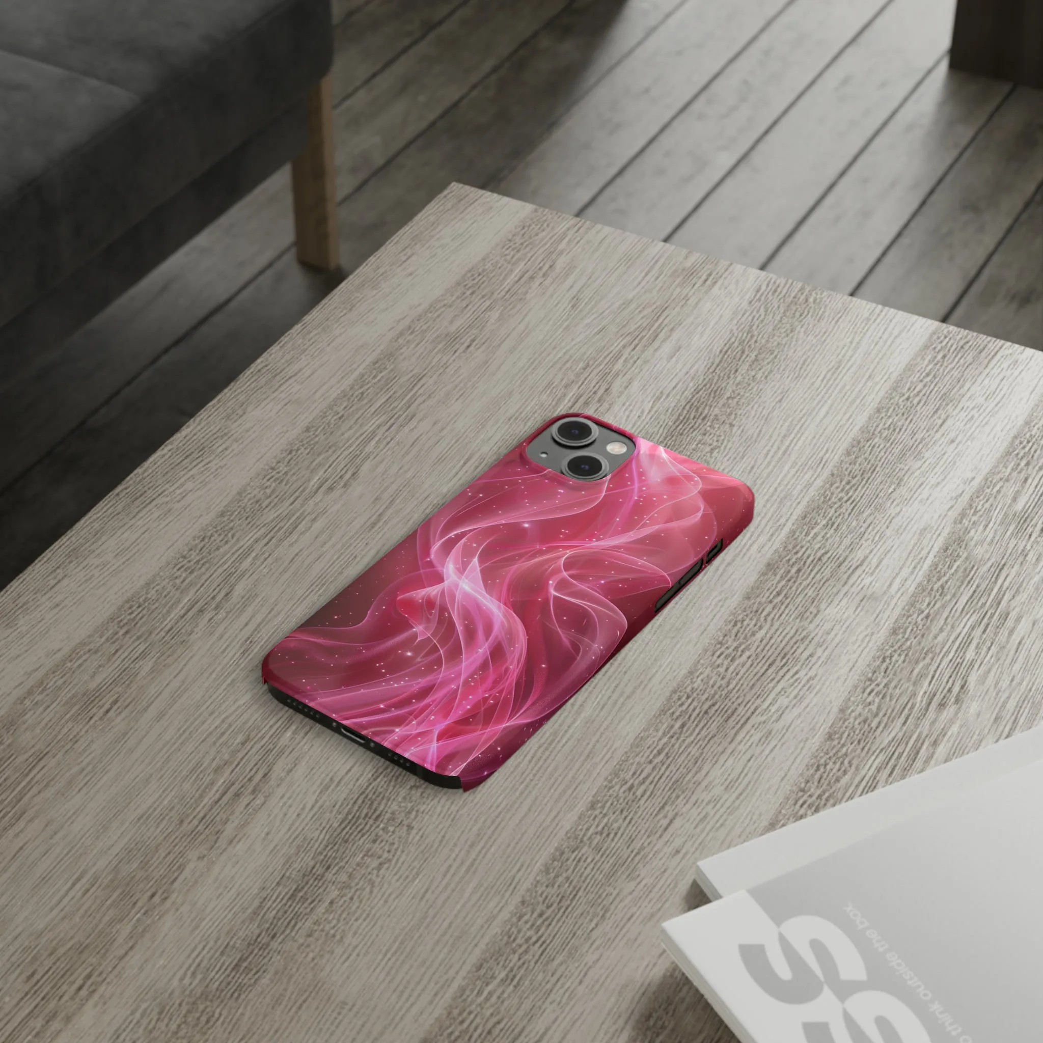 Abstract Pink Swirls Design Sleek Elegance Wireless-Charging Compatible Phone Case Slim Phone Case compatible with over 20 iphone models