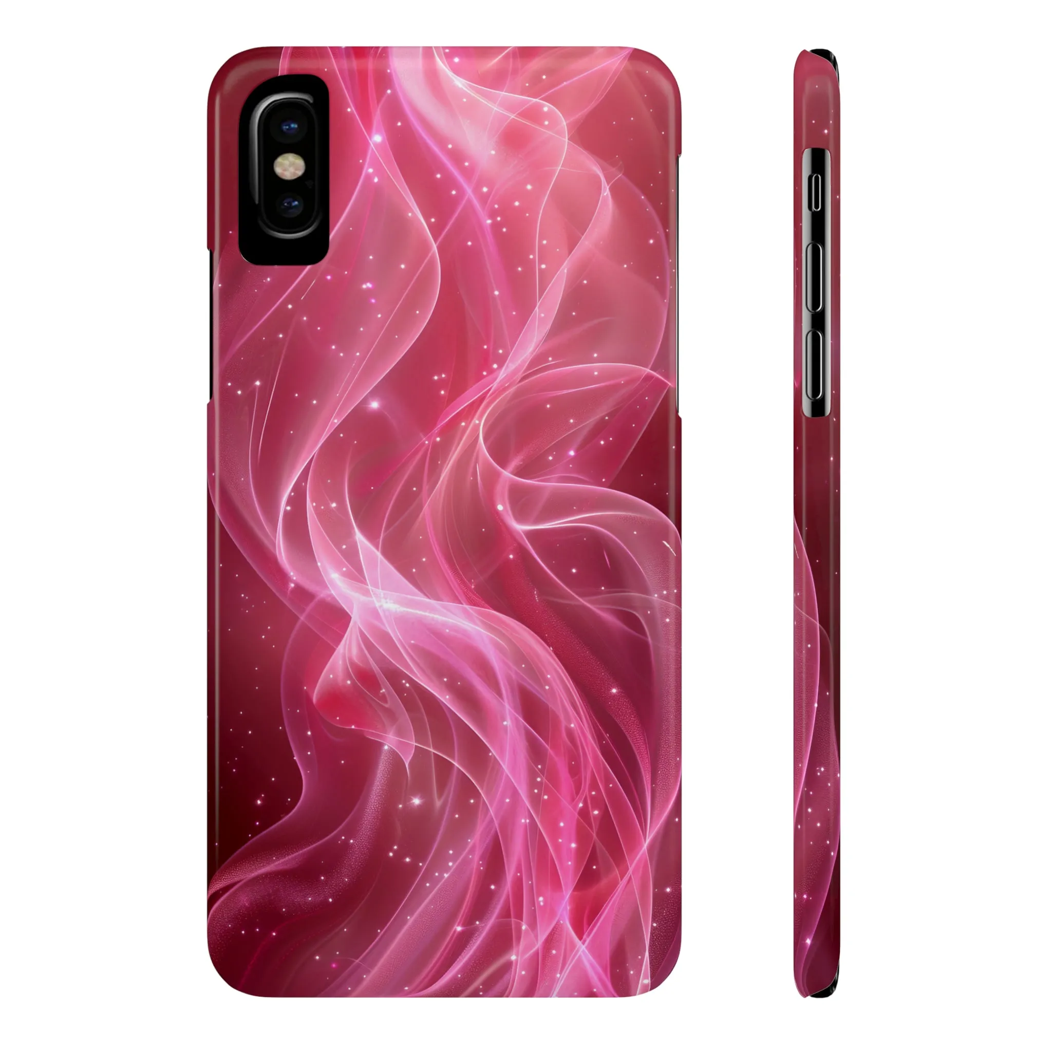 Abstract Pink Swirls Design Sleek Elegance Wireless-Charging Compatible Phone Case Slim Phone Case compatible with over 20 iphone models