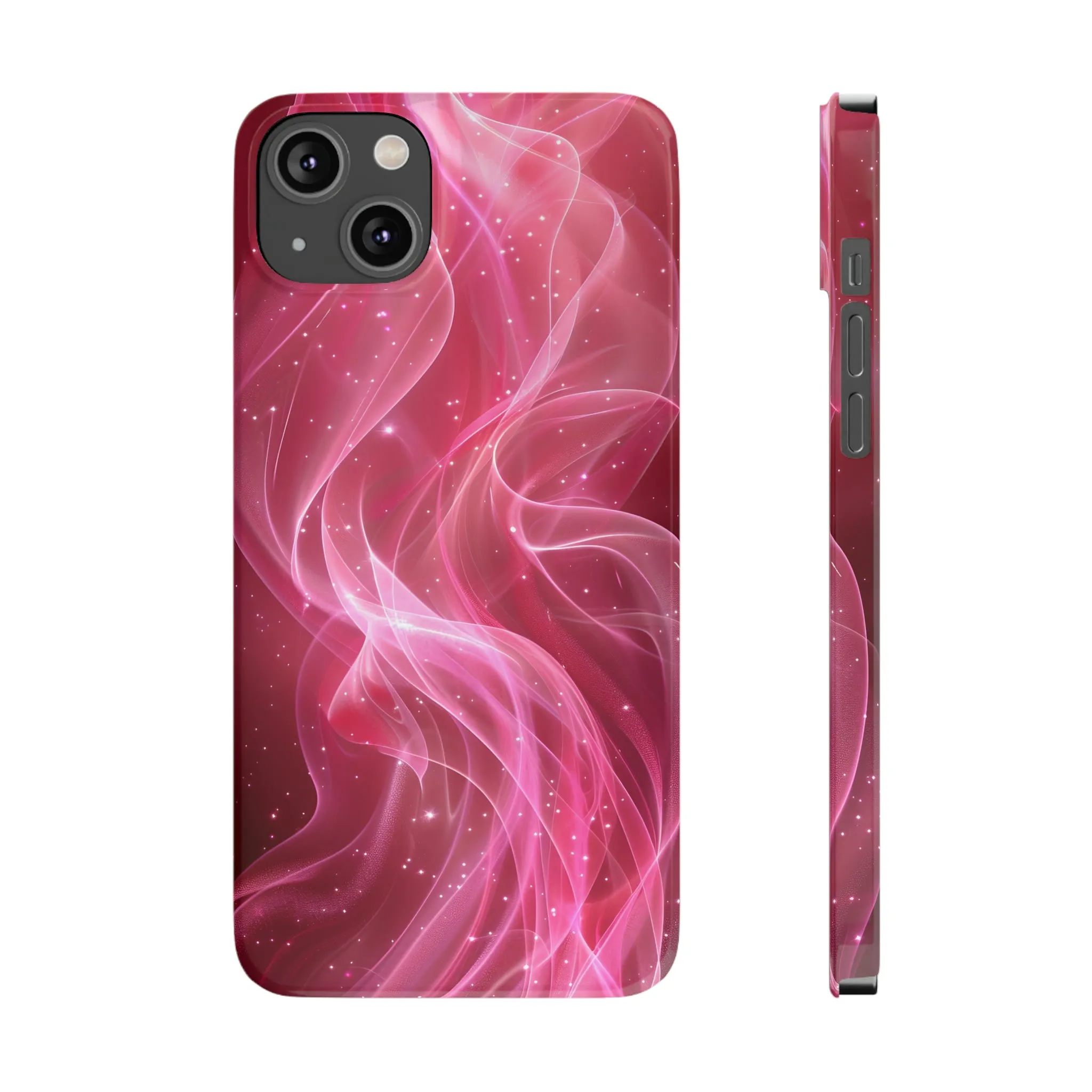 Abstract Pink Swirls Design Sleek Elegance Wireless-Charging Compatible Phone Case Slim Phone Case compatible with over 20 iphone models