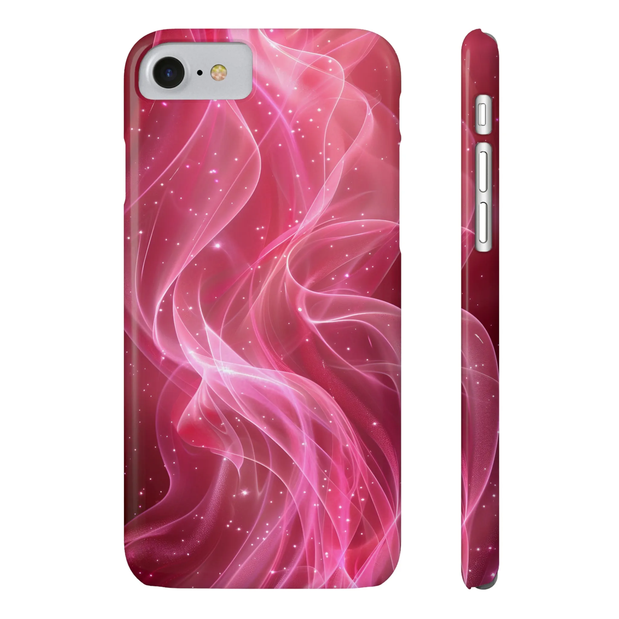 Abstract Pink Swirls Design Sleek Elegance Wireless-Charging Compatible Phone Case Slim Phone Case compatible with over 20 iphone models