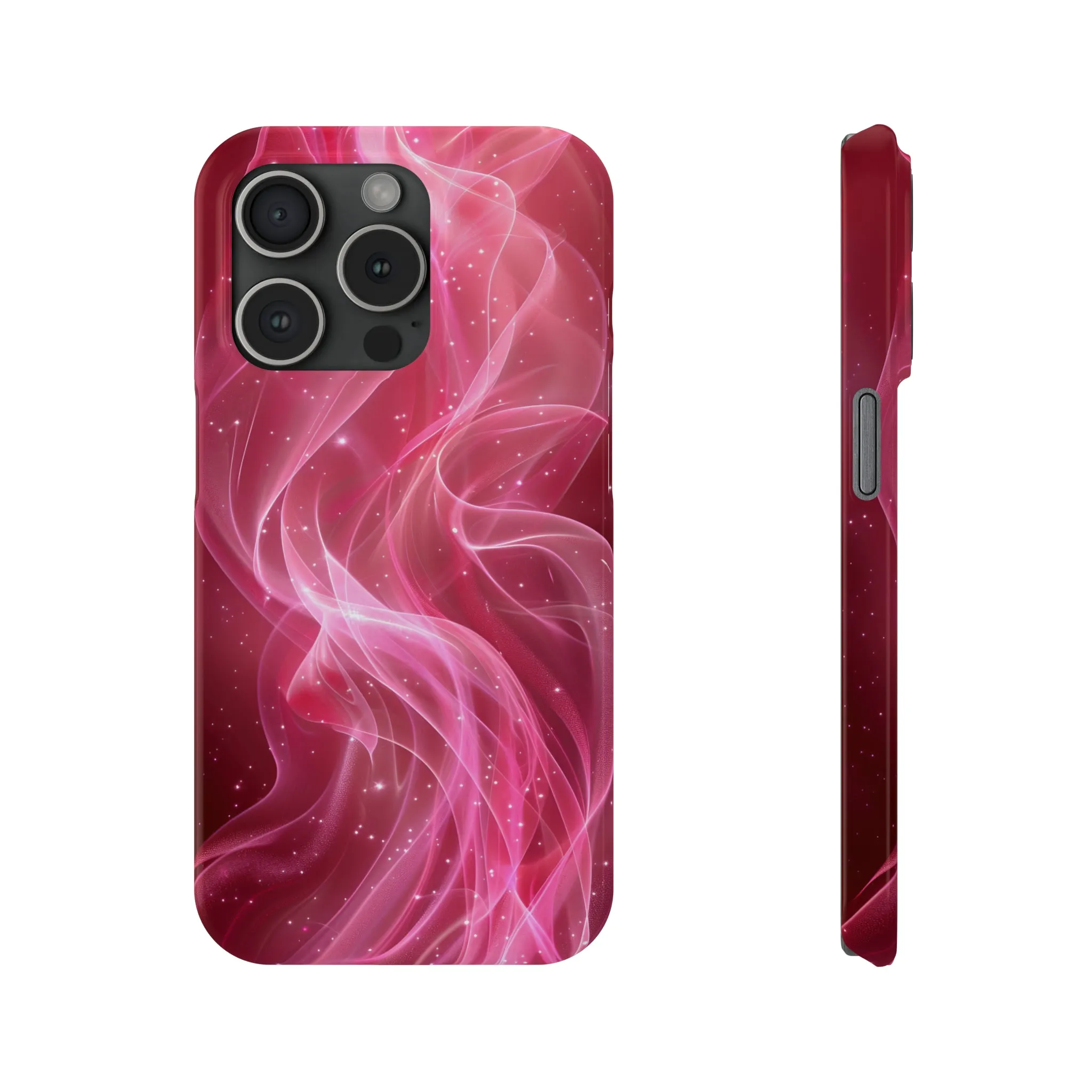 Abstract Pink Swirls Design Sleek Elegance Wireless-Charging Compatible Phone Case Slim Phone Case compatible with over 20 iphone models