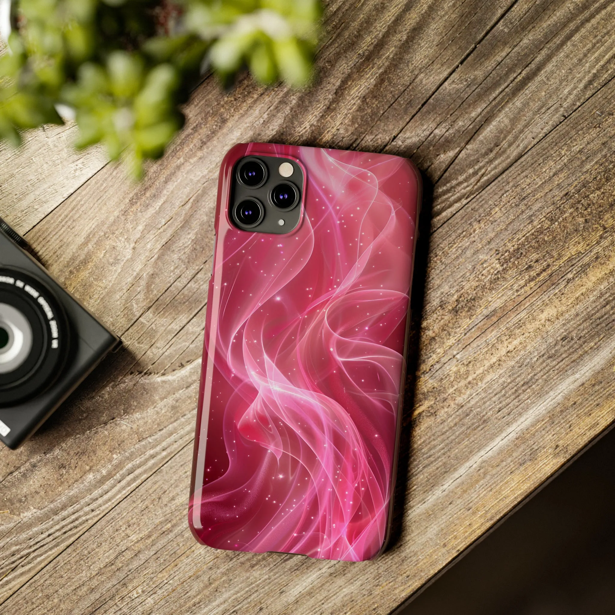 Abstract Pink Swirls Design Sleek Elegance Wireless-Charging Compatible Phone Case Slim Phone Case compatible with over 20 iphone models