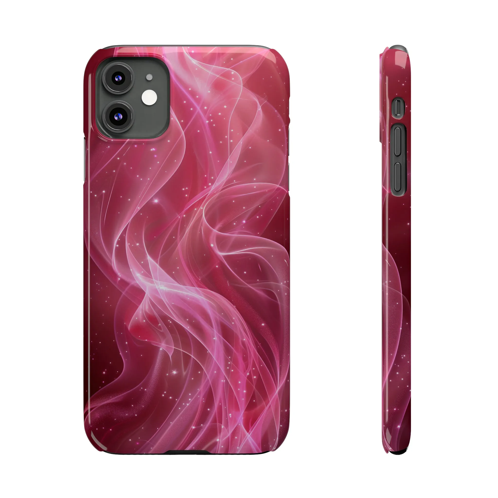 Abstract Pink Swirls Design Sleek Elegance Wireless-Charging Compatible Phone Case Slim Phone Case compatible with over 20 iphone models