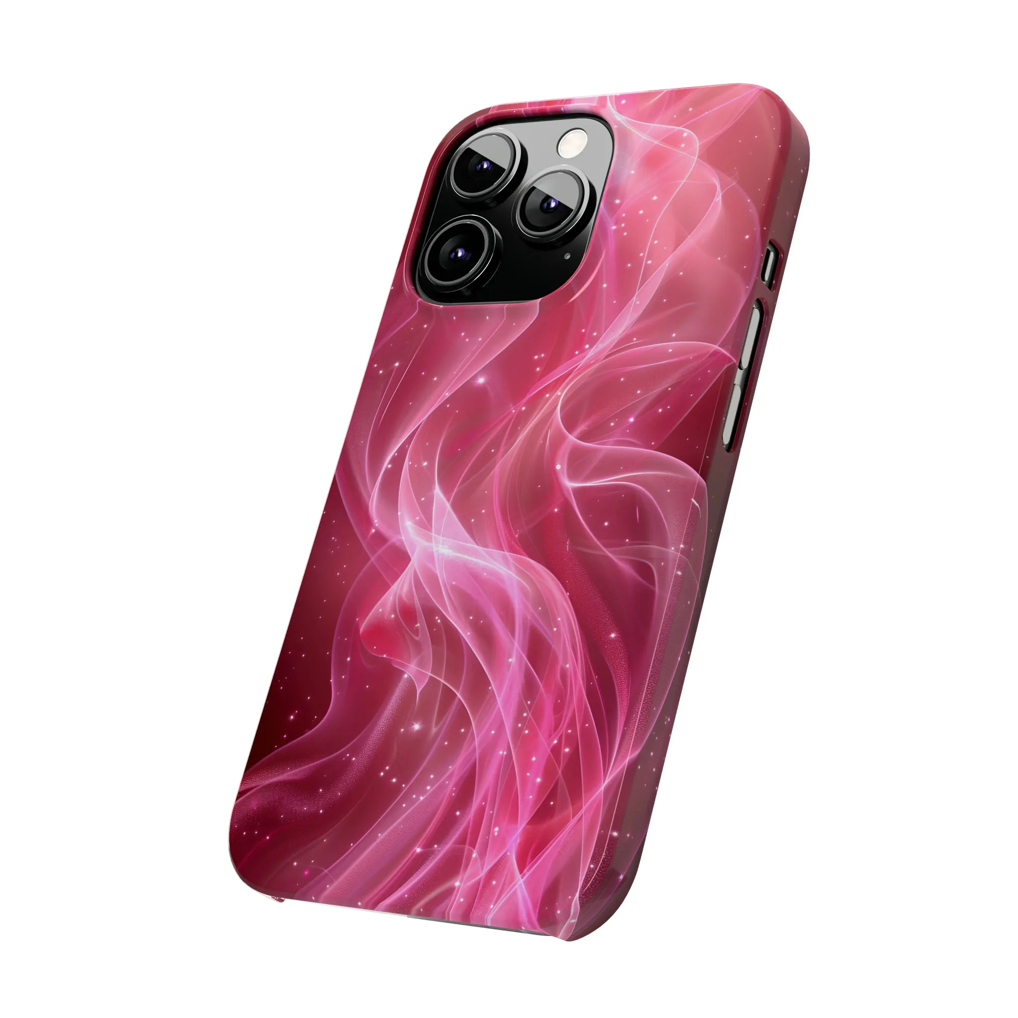 Abstract Pink Swirls Design Sleek Elegance Wireless-Charging Compatible Phone Case Slim Phone Case compatible with over 20 iphone models