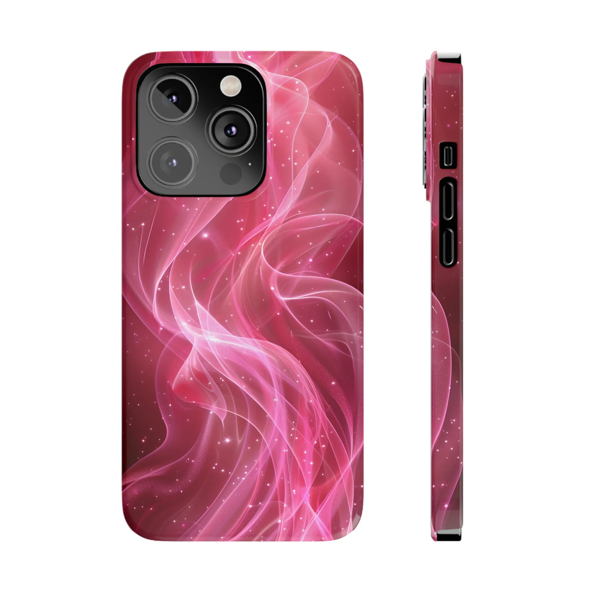 Abstract Pink Swirls Design Sleek Elegance Wireless-Charging Compatible Phone Case Slim Phone Case compatible with over 20 iphone models