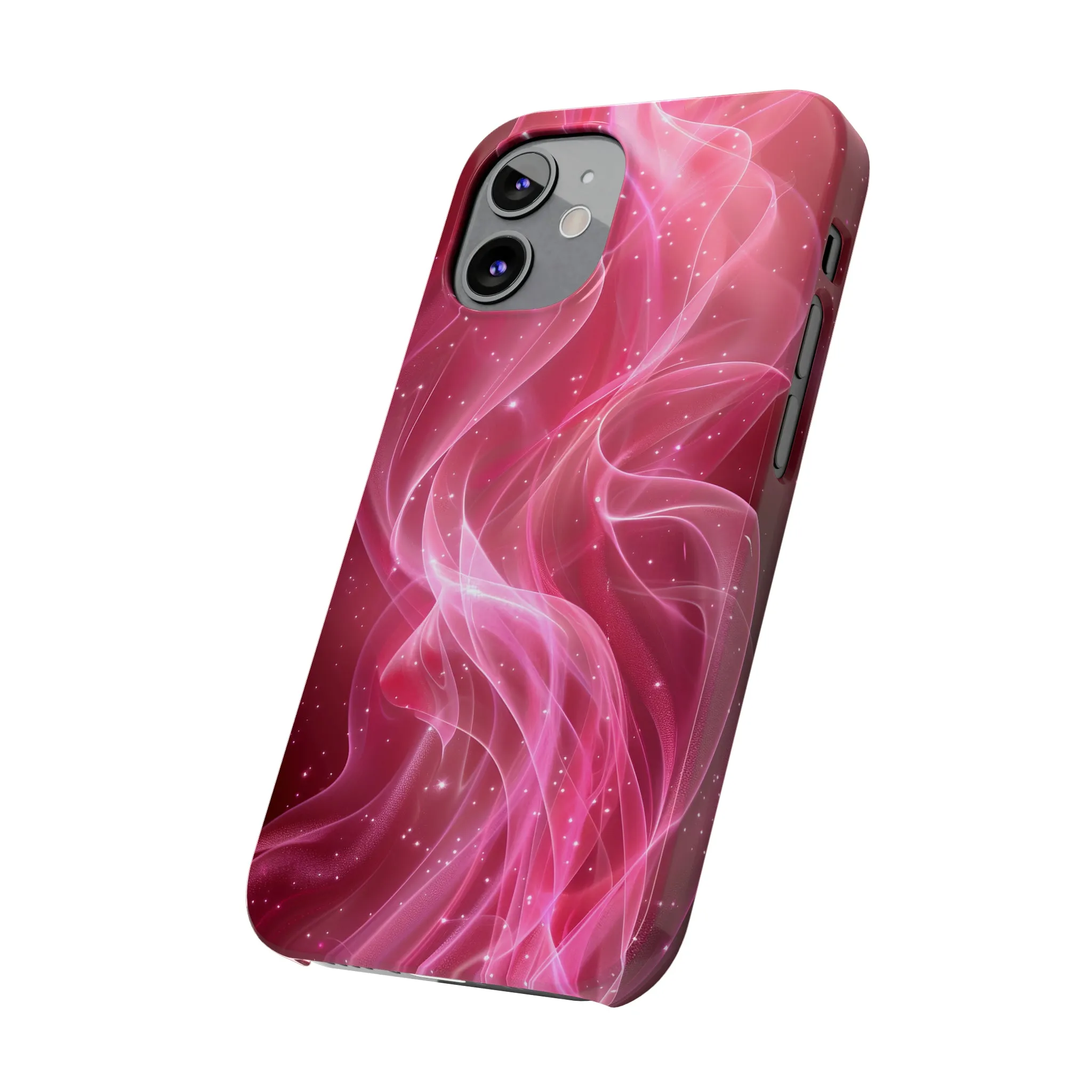 Abstract Pink Swirls Design Sleek Elegance Wireless-Charging Compatible Phone Case Slim Phone Case compatible with over 20 iphone models