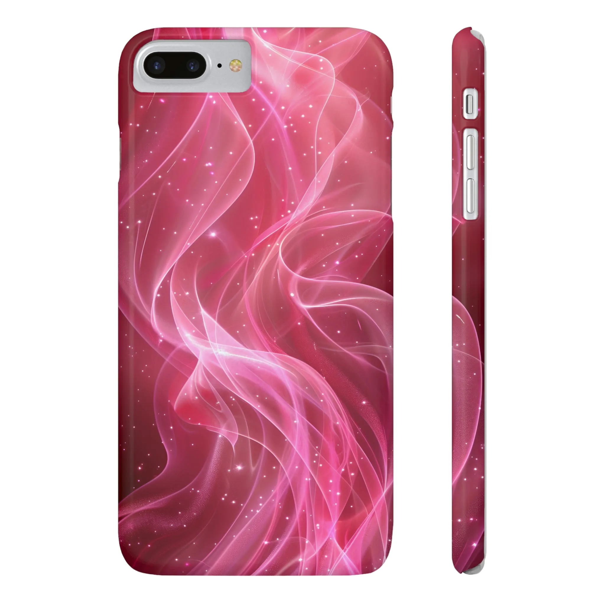 Abstract Pink Swirls Design Sleek Elegance Wireless-Charging Compatible Phone Case Slim Phone Case compatible with over 20 iphone models