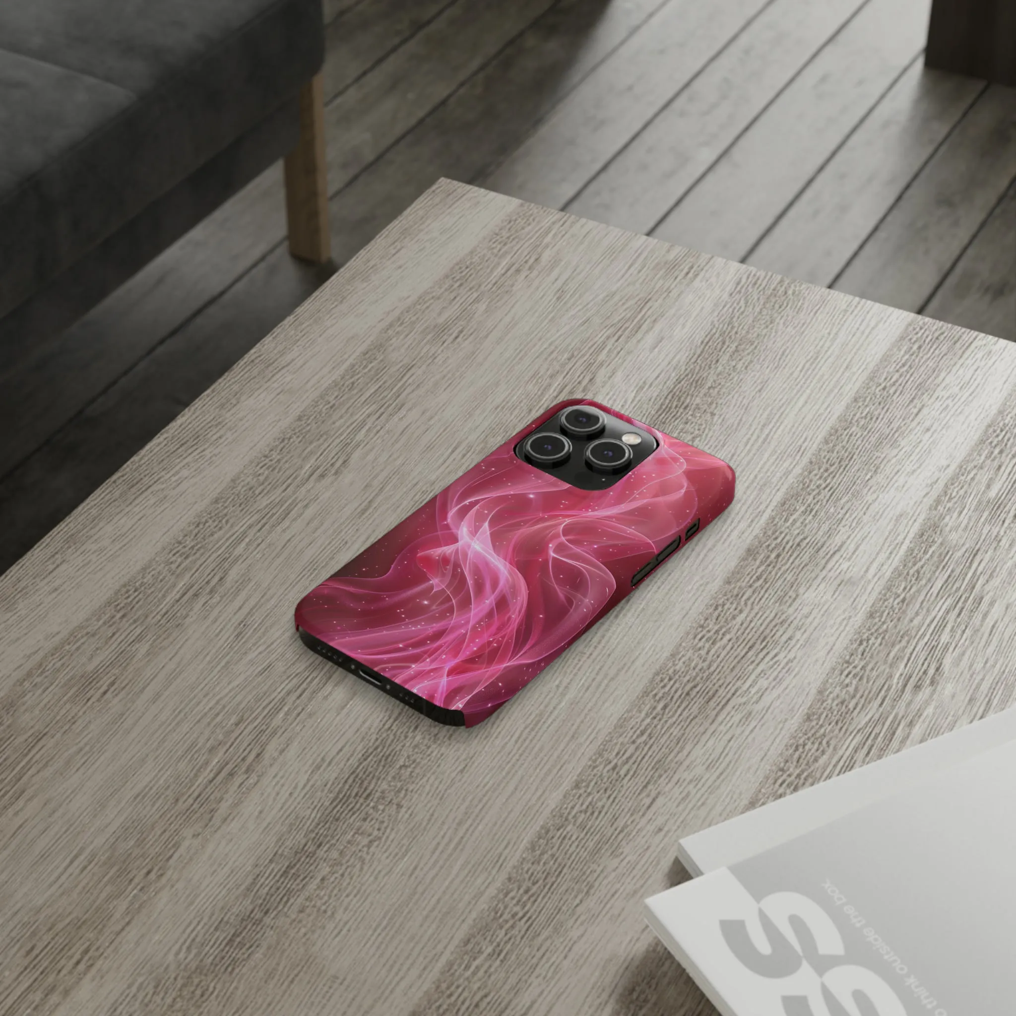 Abstract Pink Swirls Design Sleek Elegance Wireless-Charging Compatible Phone Case Slim Phone Case compatible with over 20 iphone models