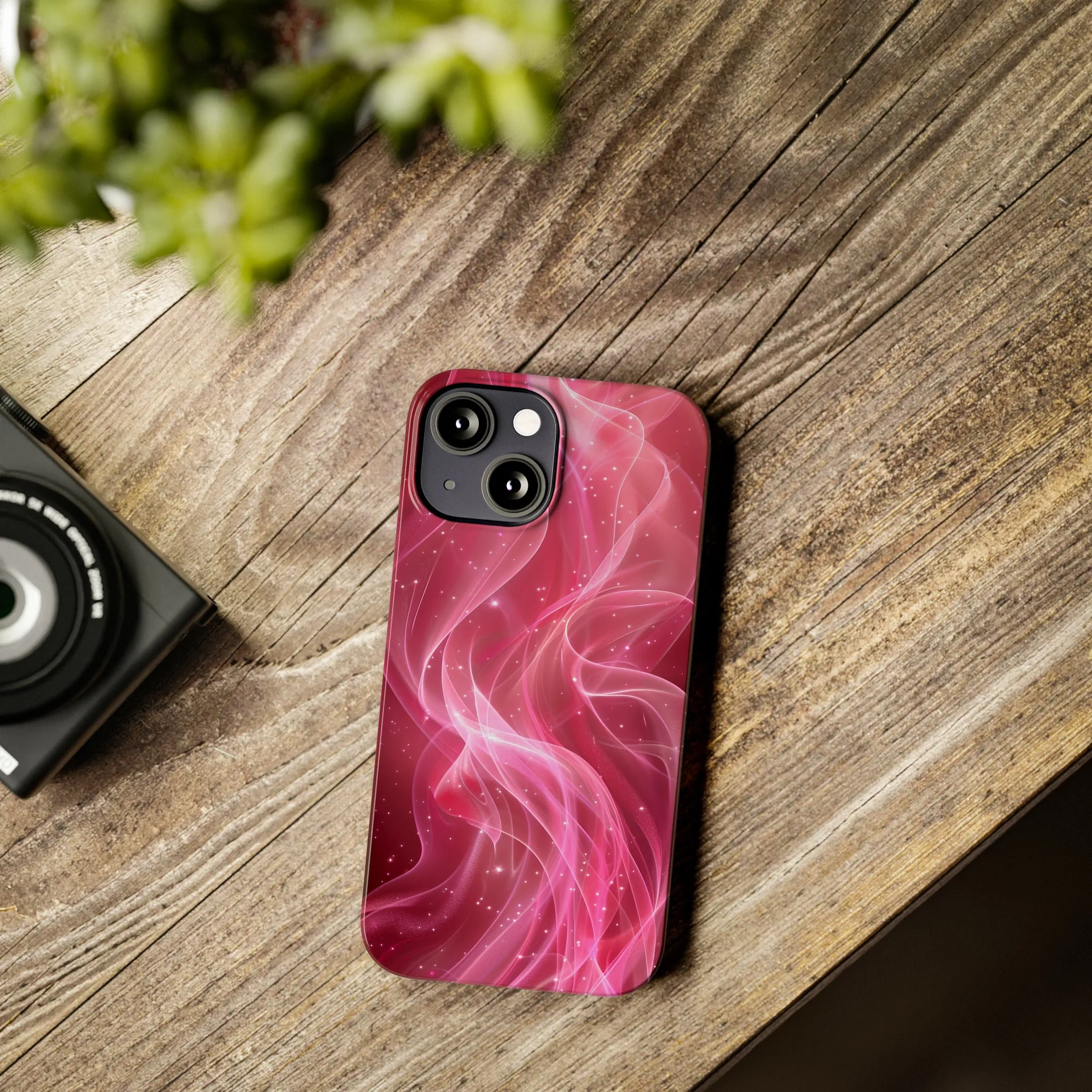 Abstract Pink Swirls Design Sleek Elegance Wireless-Charging Compatible Phone Case Slim Phone Case compatible with over 20 iphone models