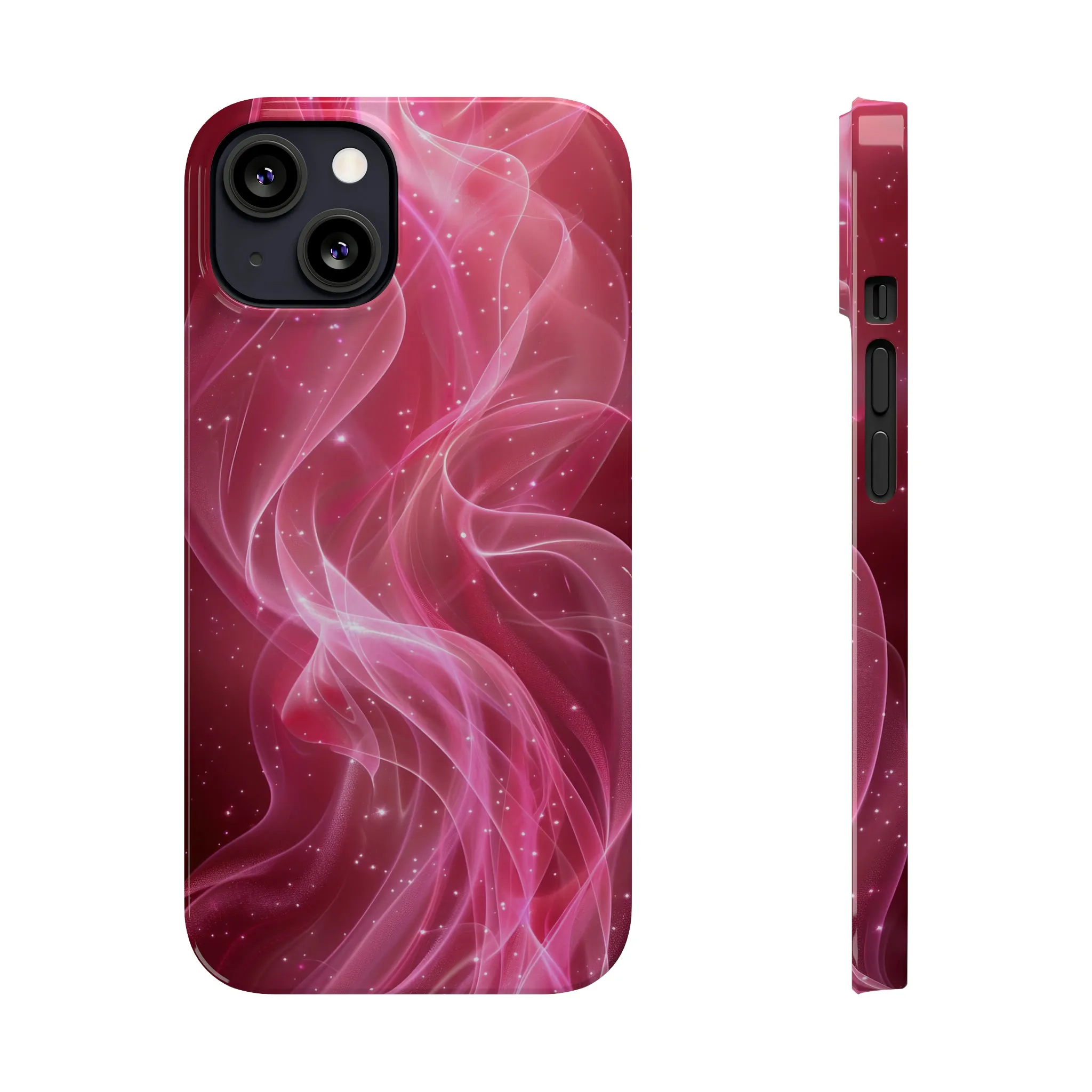 Abstract Pink Swirls Design Sleek Elegance Wireless-Charging Compatible Phone Case Slim Phone Case compatible with over 20 iphone models