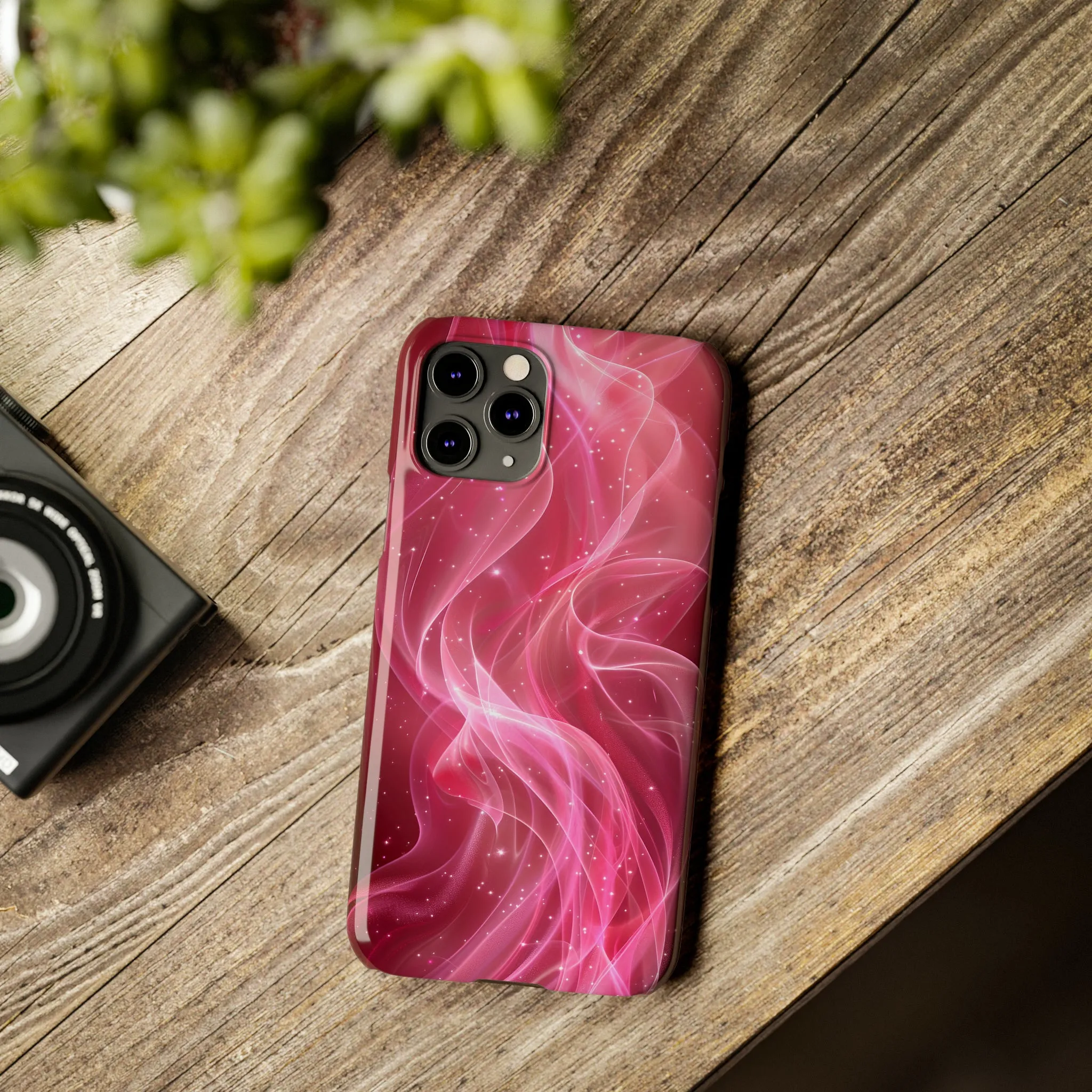 Abstract Pink Swirls Design Sleek Elegance Wireless-Charging Compatible Phone Case Slim Phone Case compatible with over 20 iphone models