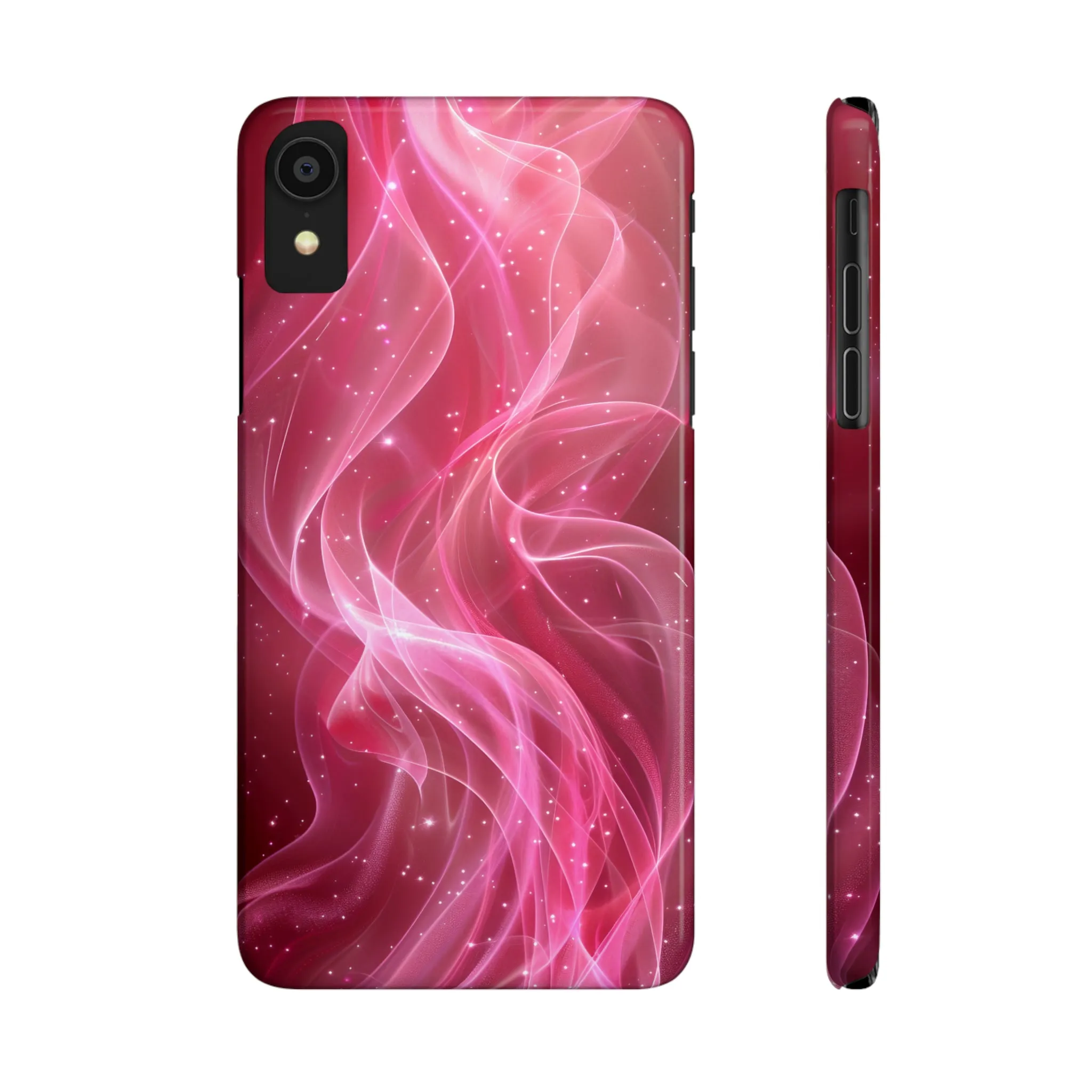 Abstract Pink Swirls Design Sleek Elegance Wireless-Charging Compatible Phone Case Slim Phone Case compatible with over 20 iphone models