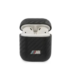 AirPods 1/2 - PU Leather Black Carbon Fiber M Metal Logo - BMW