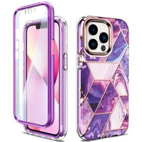 Apple iPhone 13 Pro Max Case | Marble Shockproof Bumper Stylish Slim Phone Cases | Purple Marble