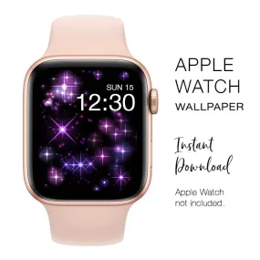 Apple Watch WALLPAPER - Pink & Purple Sparkles - Instant Download - Watch Background Apple Watch face design