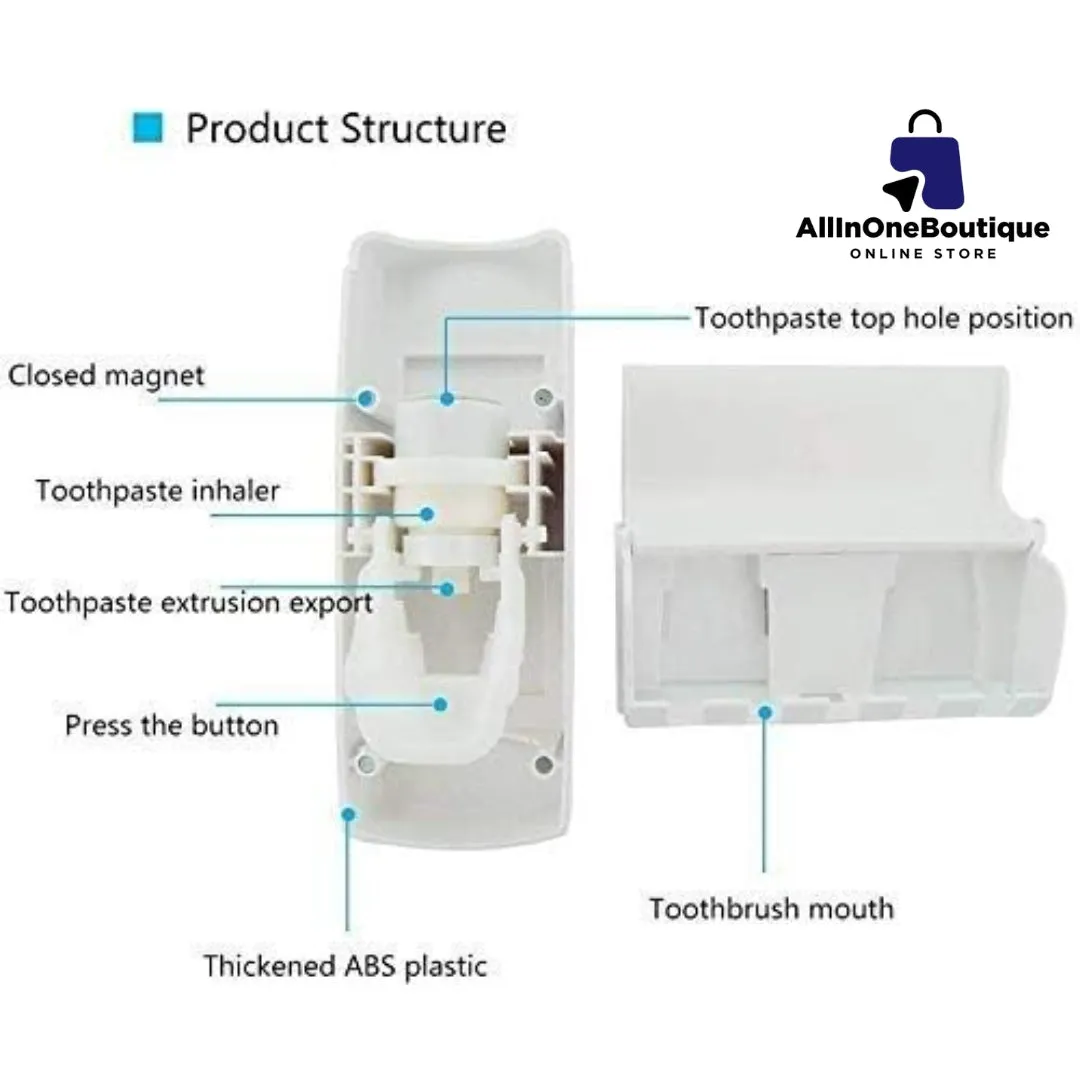 Automatic Plastic Toothpaste Dispenser 5 Toothbrush Holder Toothpaste Squeezer Bathroom Shelves Organizer