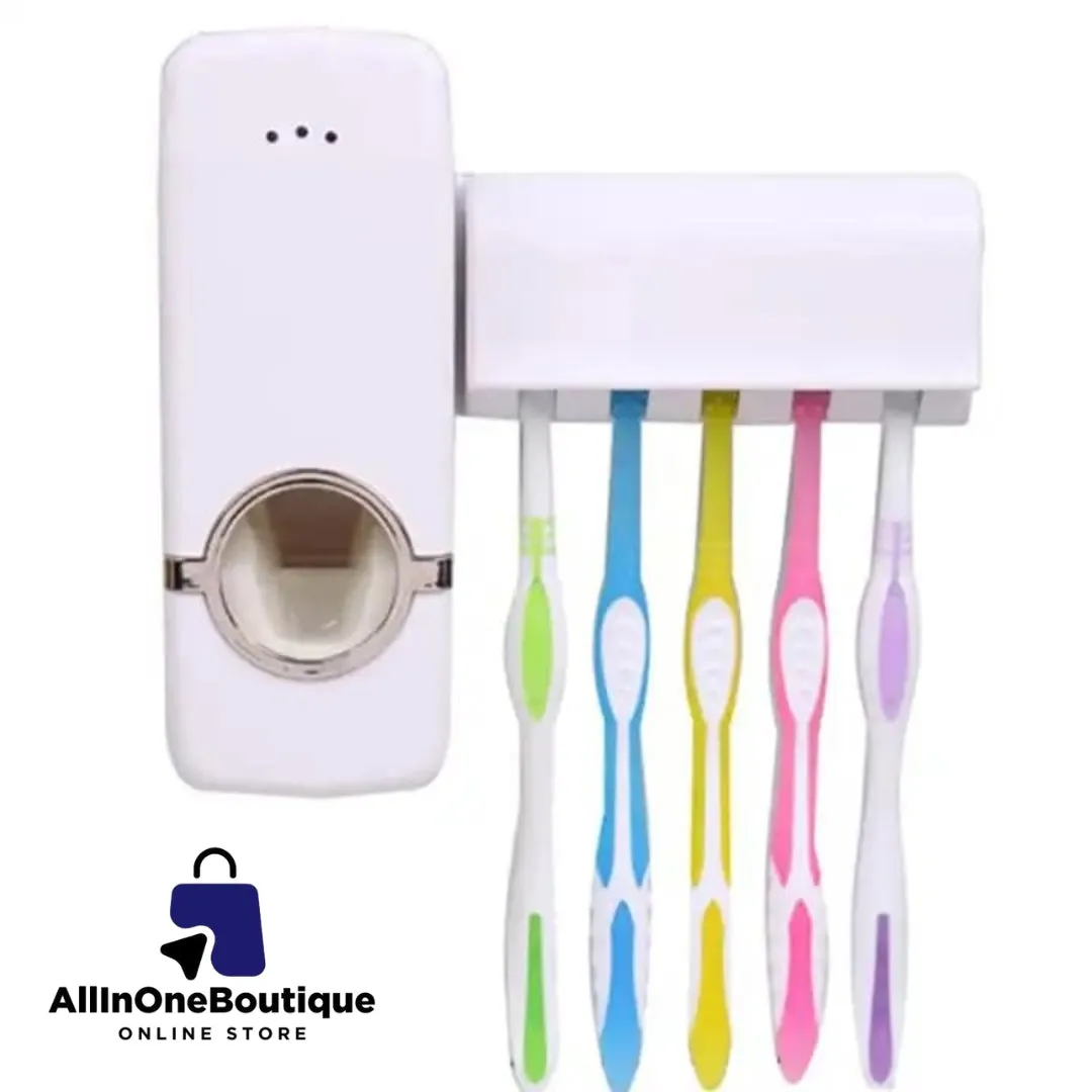 Automatic Plastic Toothpaste Dispenser 5 Toothbrush Holder Toothpaste Squeezer Bathroom Shelves Organizer