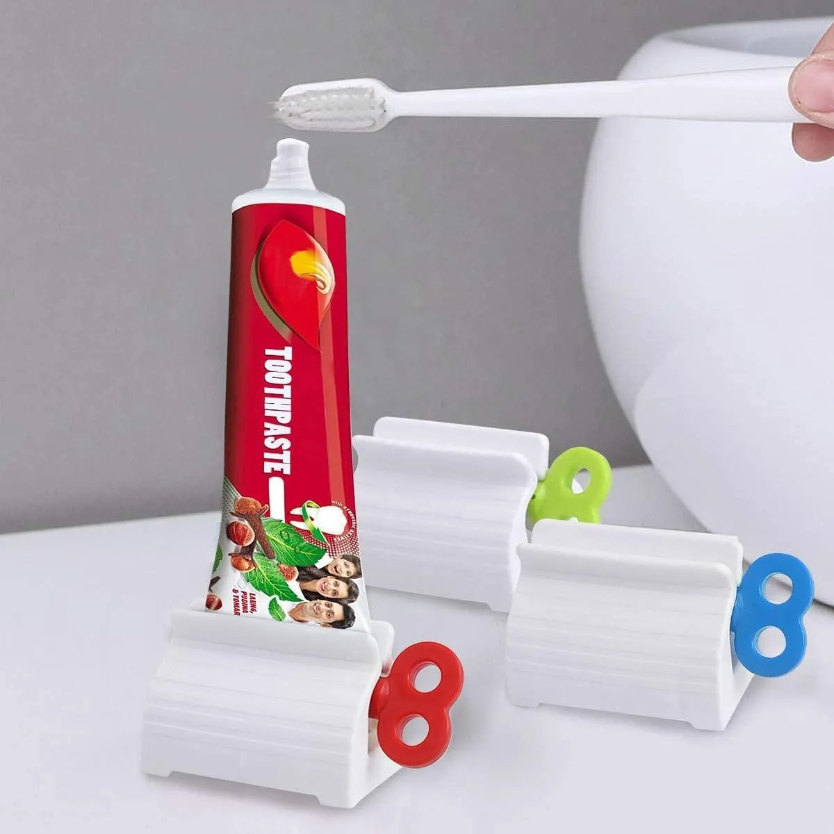 Automatic Toothpaste Dispenser and Toothbrush Holder - Wall-Mounted Bathroom Organizer