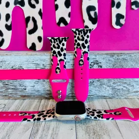 Barbie Pink Leopard Drip Print Silicone Band For Apple Watch