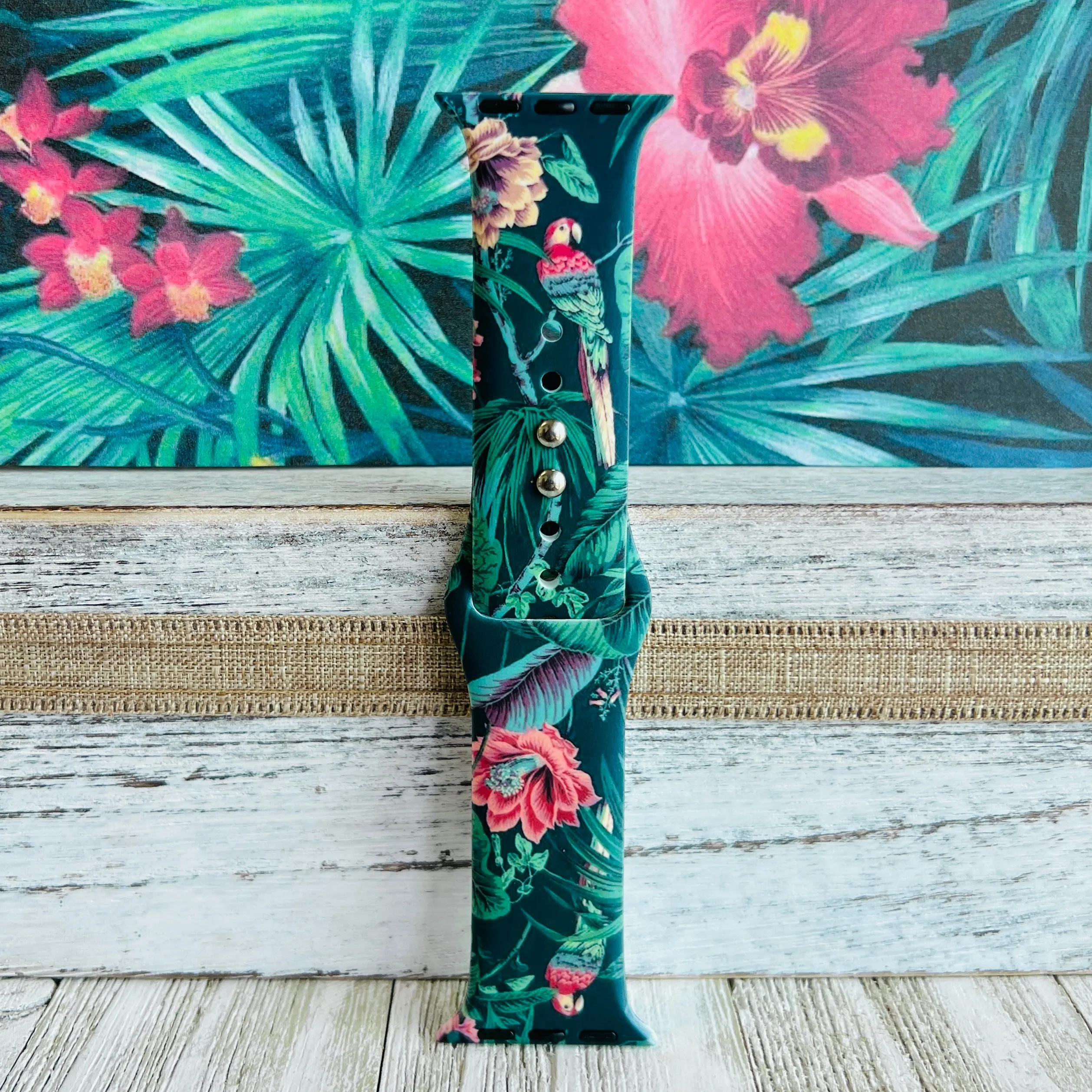 Birds Of Paradise Print Silicone Band For Apple Watch