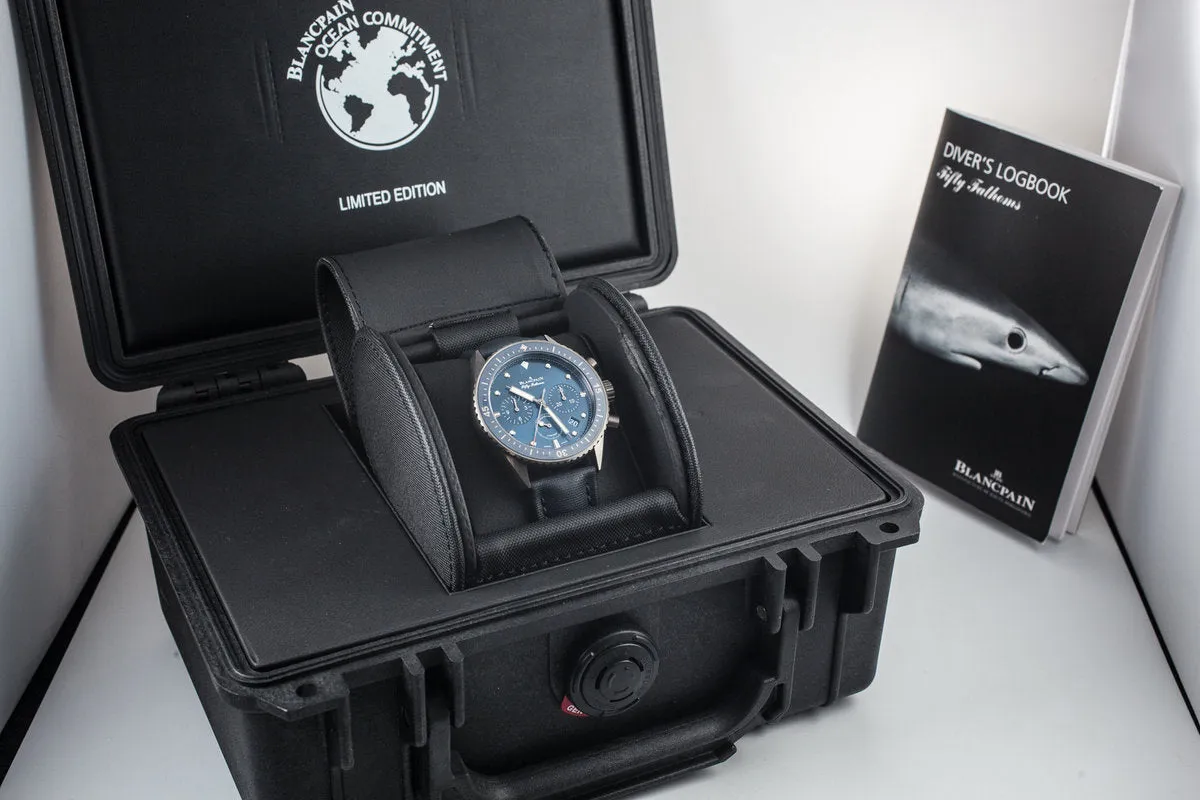 Blancpain Fifty Fathoms Bathyscaphe  Ceramic Flyback Chronograph Ocean Commitment 07825 with Box and Papers