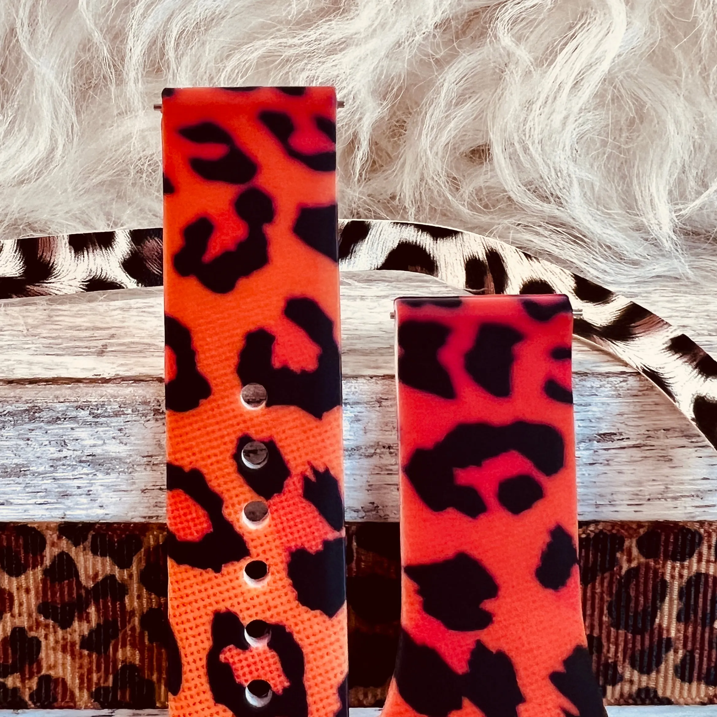 Burnt Orange Leopard Print Silicone Band For Samsung Watch