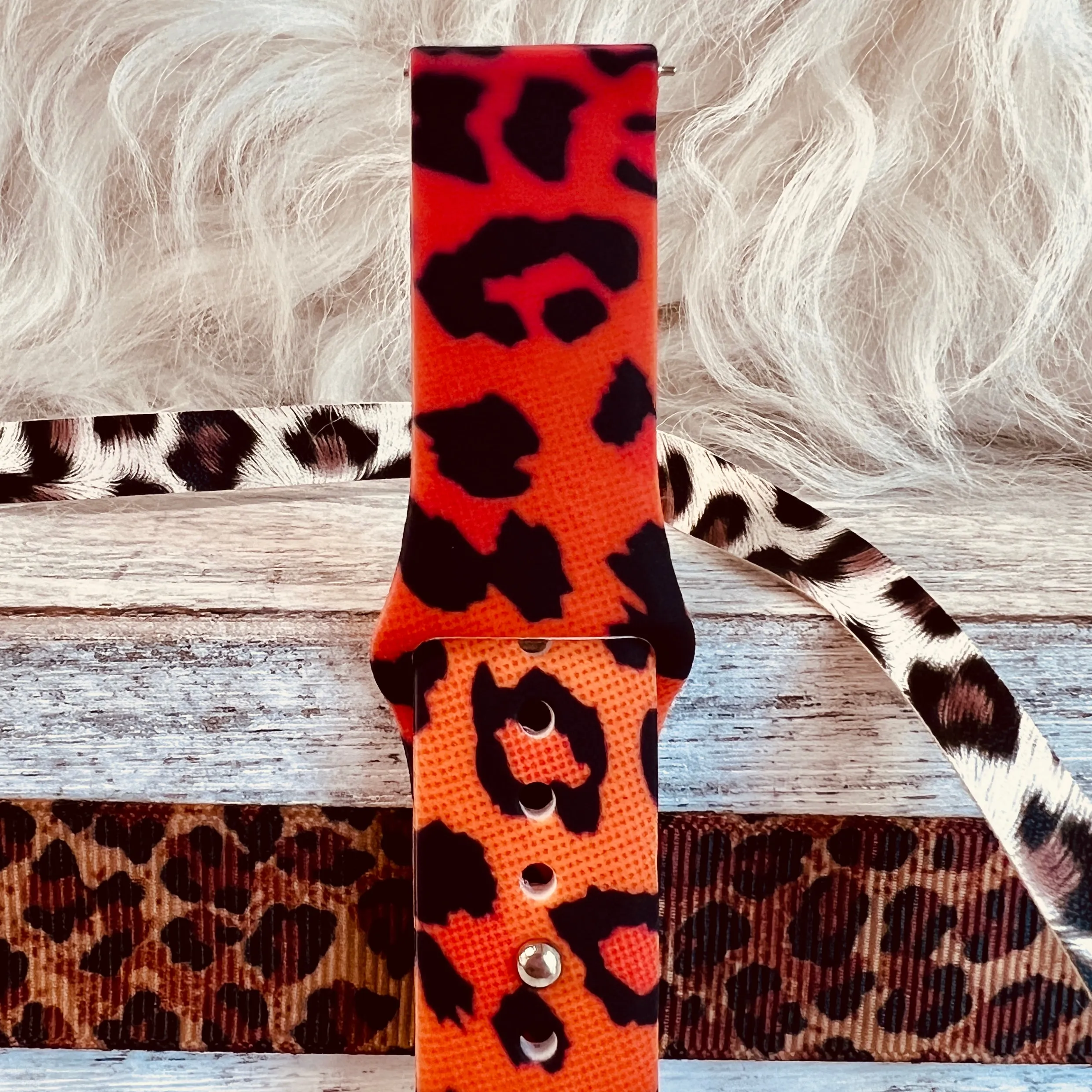 Burnt Orange Leopard Print Silicone Band For Samsung Watch