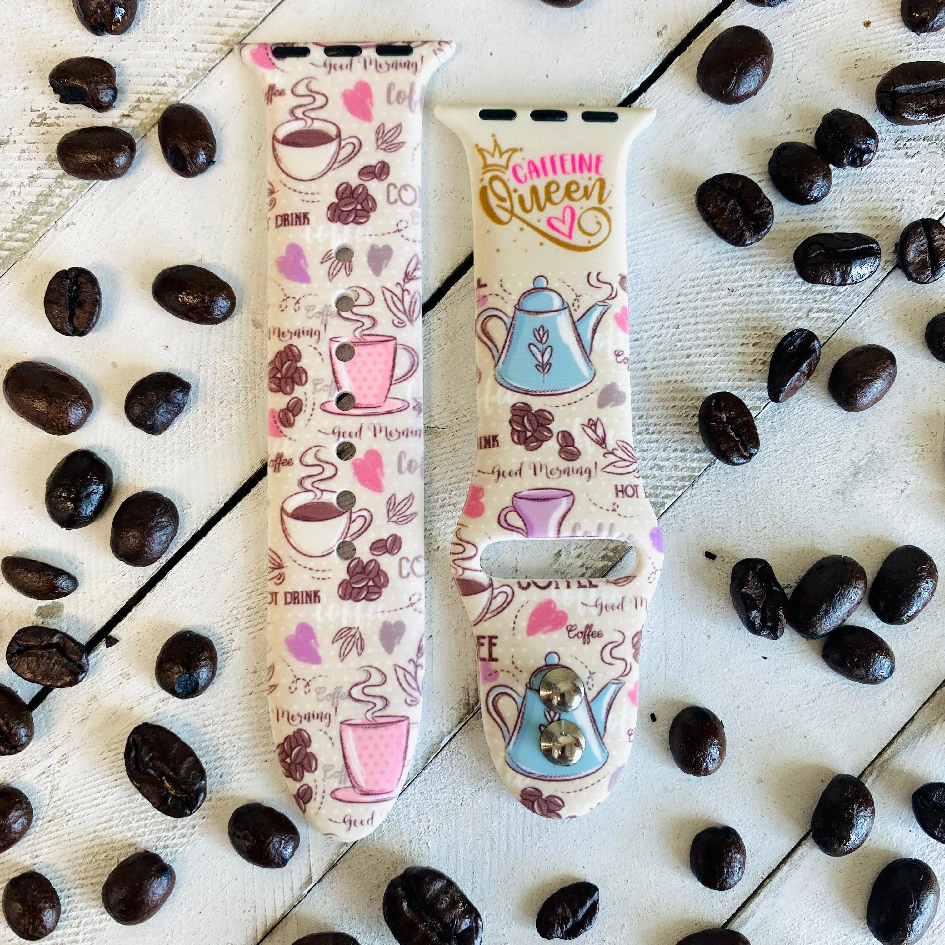 Caffeine Queen Print Silicone Band For Apple Watch