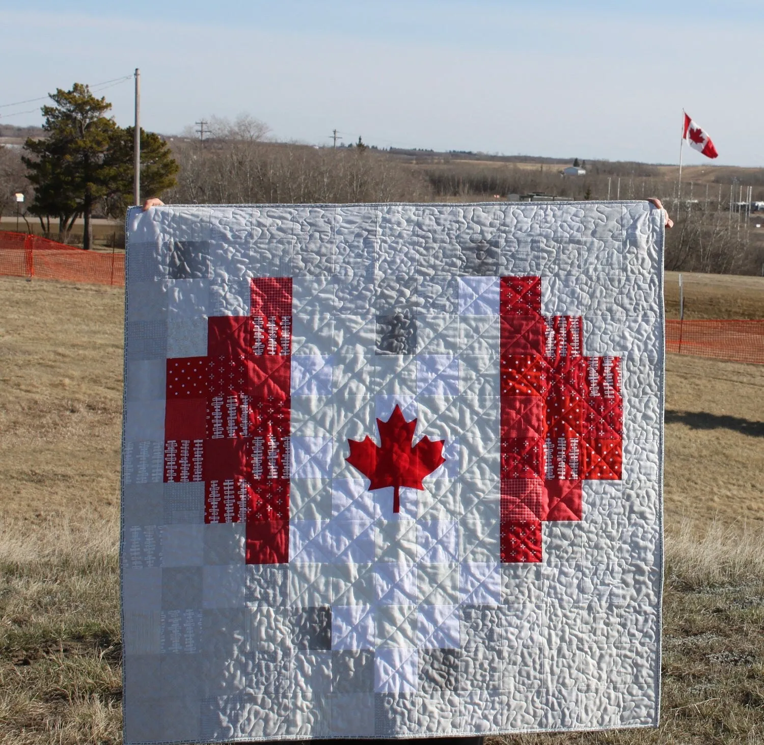 Canadian Flag Pixelated Heart Quilts PDF Quilt Pattern, Canada Day