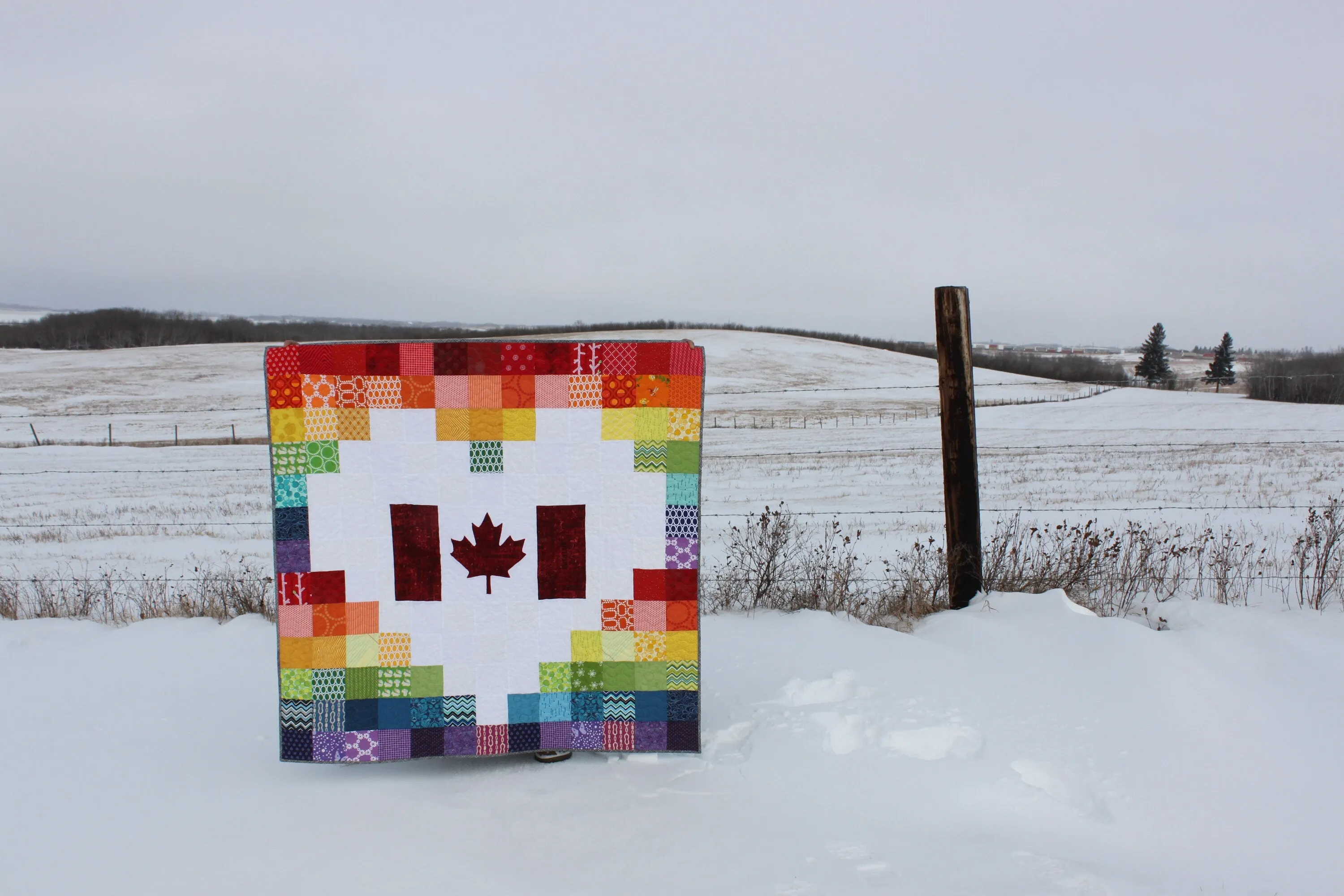 Canadian Flag Pixelated Heart Quilts PDF Quilt Pattern, Canada Day