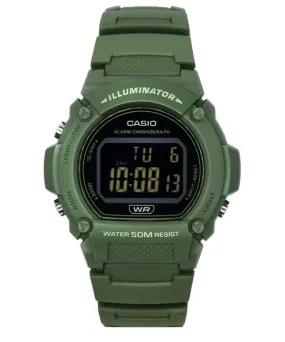 Casio Standard Illuminator Digital Green Resin Strap Quartz W-219HC-3B Mens Watch