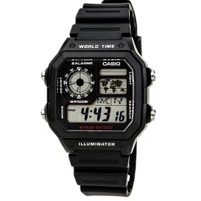 Casio Unisex Classic Casual Grey Digital Dial World Time Watch | AE1200WH-1A