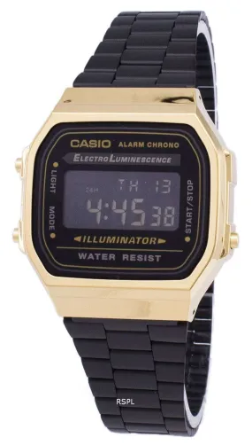 Casio Vintage Chronograph Alarm Digital A168WEGB-1B Unisex Watch