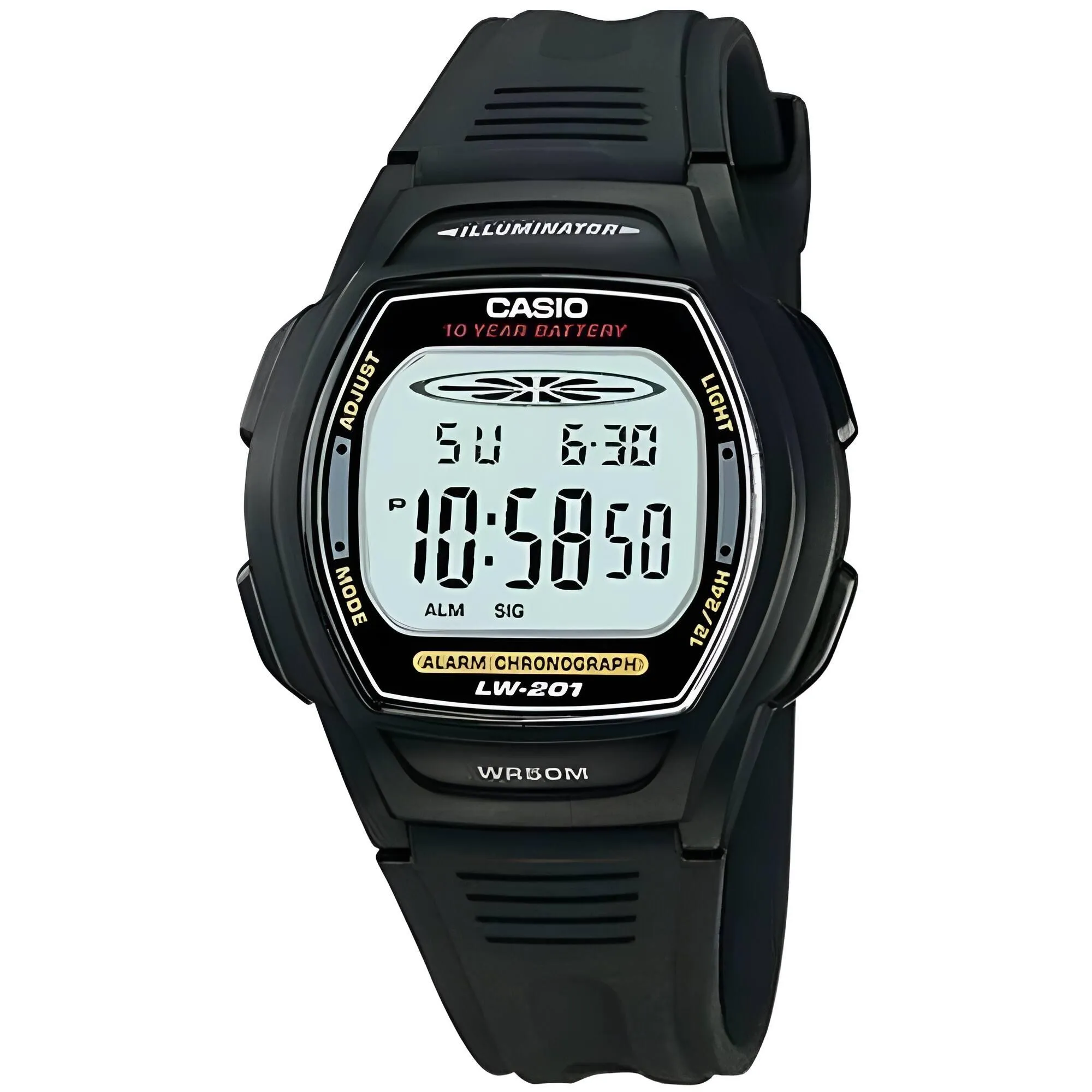 Casio Women's Watch - Dual Time Grey Dial Black Resin Strap Digital Alarm | LW-201-1A