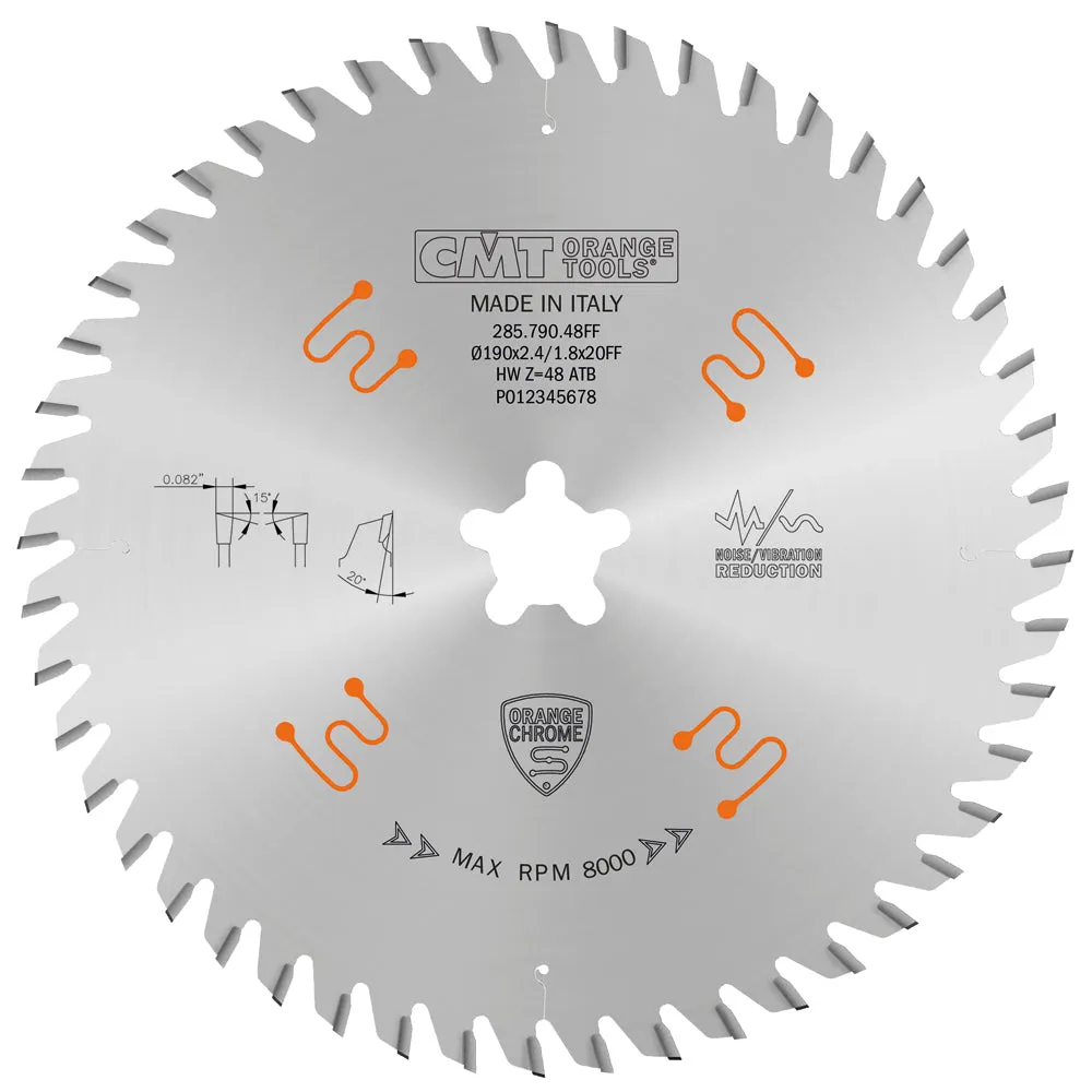 CMT Orange Tools 285.790.48FF FINE FINISH 190x0.094”/0.071”x20mm  T=48 ATB