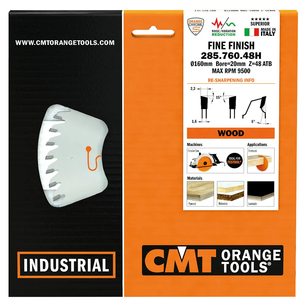 CMT Orange Tools 285.790.48FF FINE FINISH 190x0.094”/0.071”x20mm  T=48 ATB