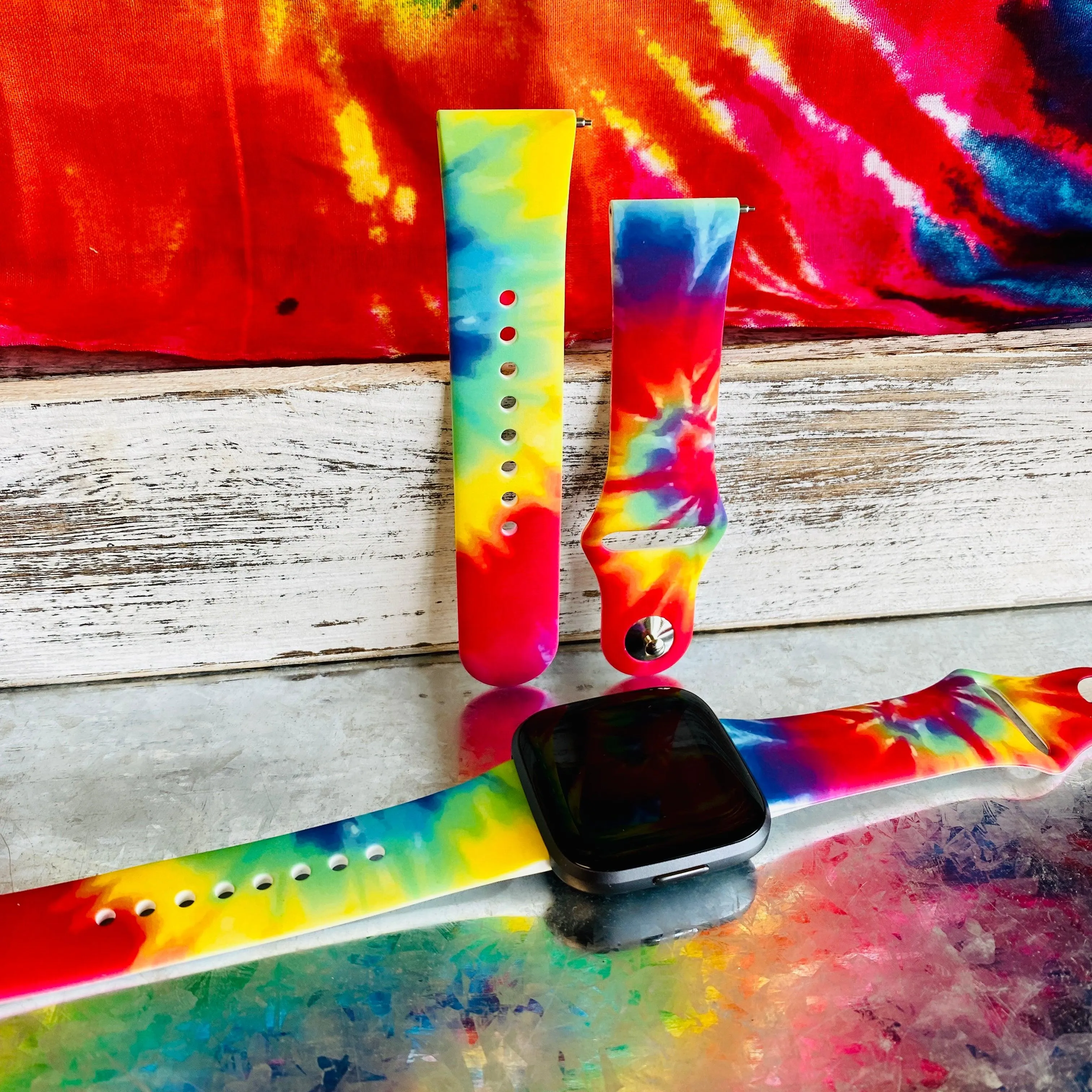 Colorful Tie Dye Print Silicone Band For Fitbit Versa 1/2