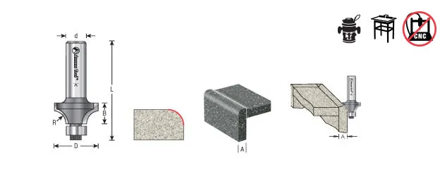 Corner Round Router Bit | 1 1⁄2 Dia x 3⁄4 x 1⁄2 Radius x 1⁄2" Shank | 57139 | 738685971390