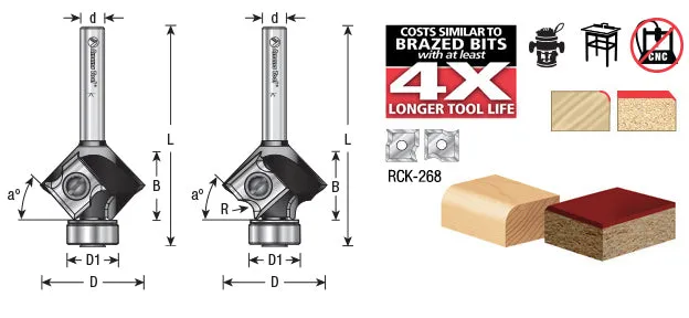 Corner Rounding Router Bit | 1⁄8 Radius x 1 Dia x 3⁄8 x 1⁄4"Shank | RC-49496 | 738685094969