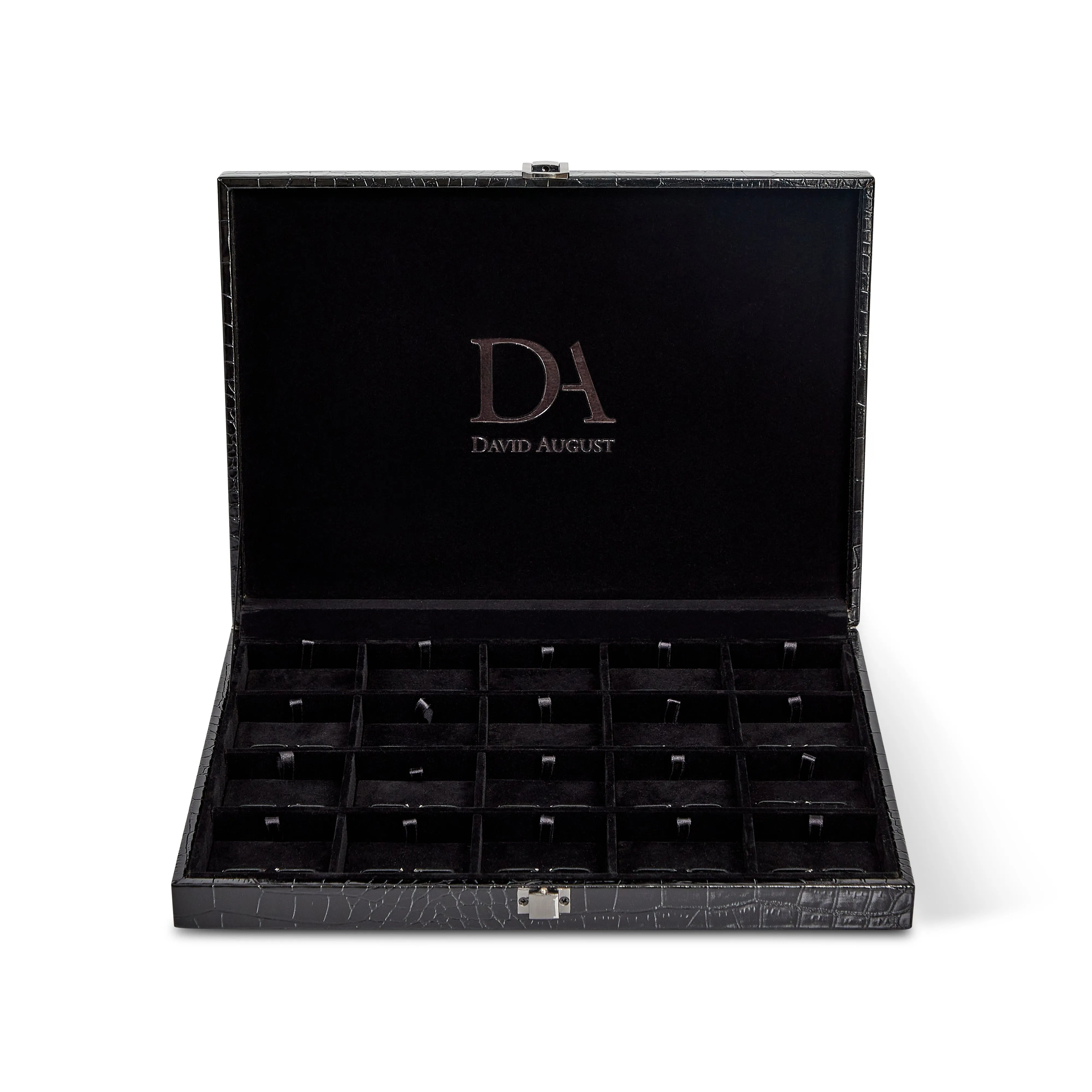 David August Cufflink Box- Faux Embossed Crocodile