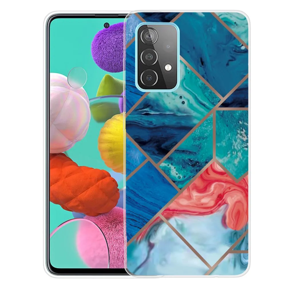 Deco Samsung Galaxy A73 case - Blue and Orange Marble