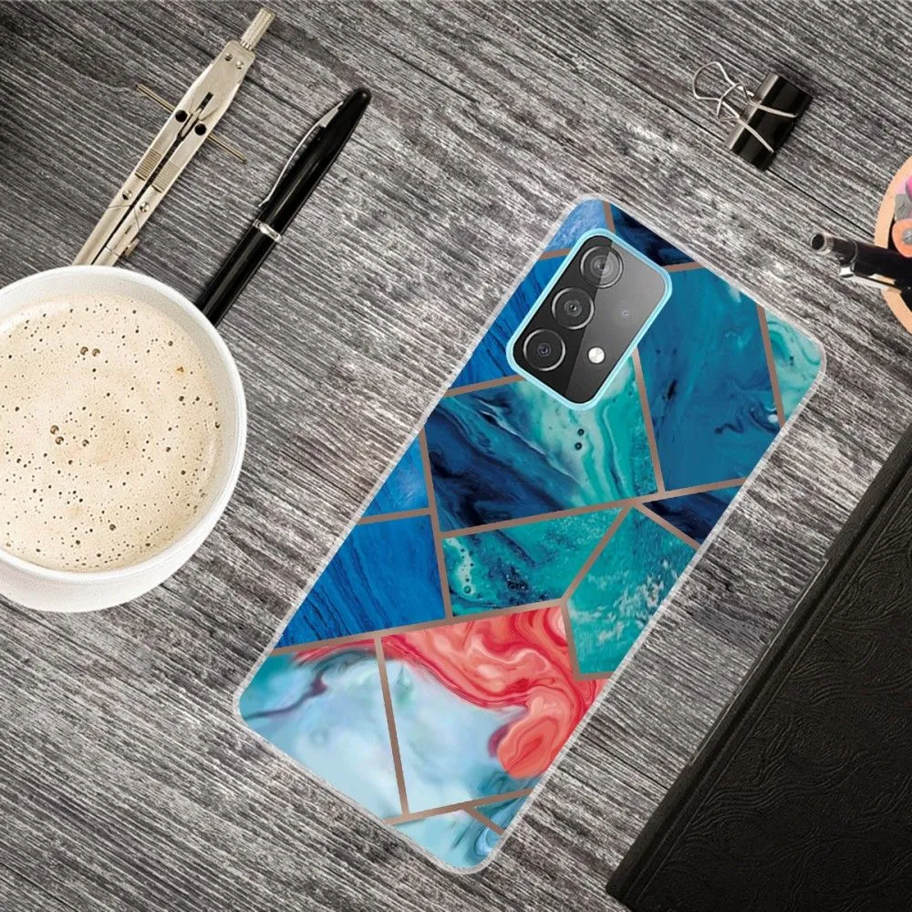 Deco Samsung Galaxy A73 case - Blue and Orange Marble