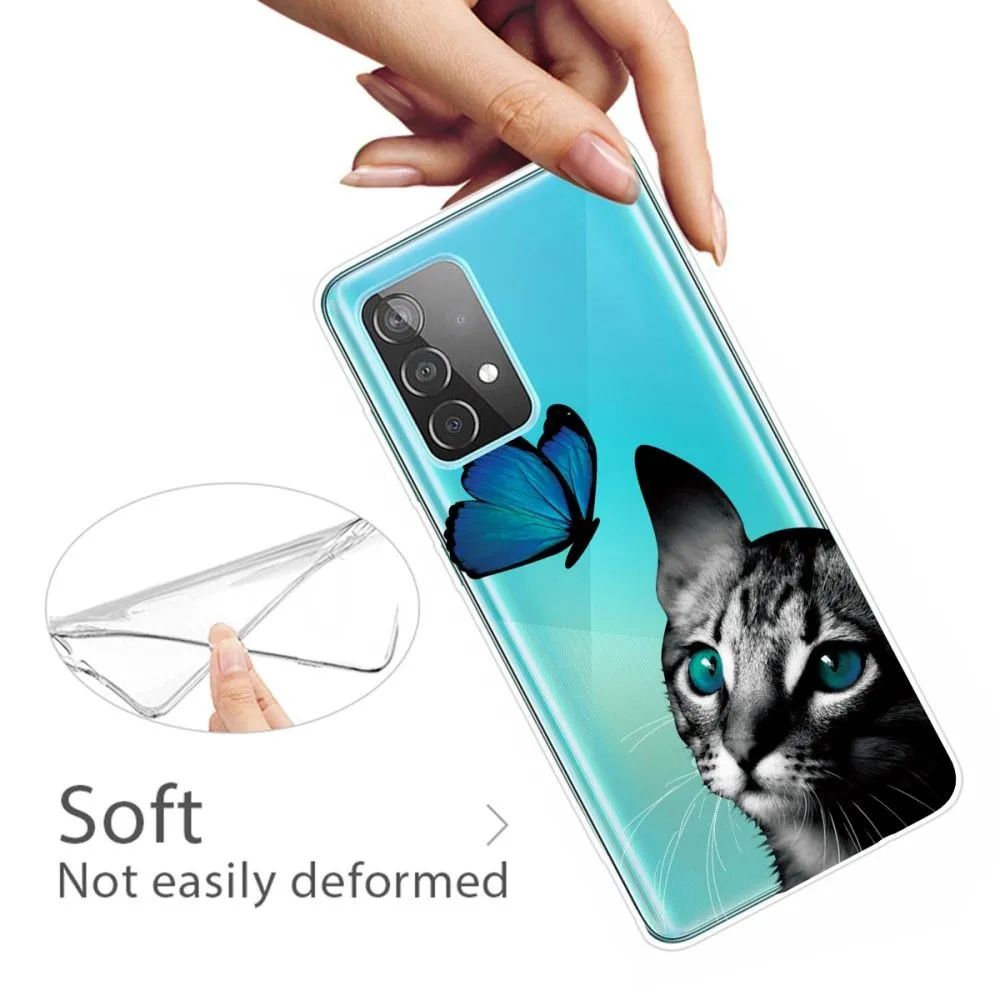 Deco Samsung Galaxy A73 case - Cat and Butterfly